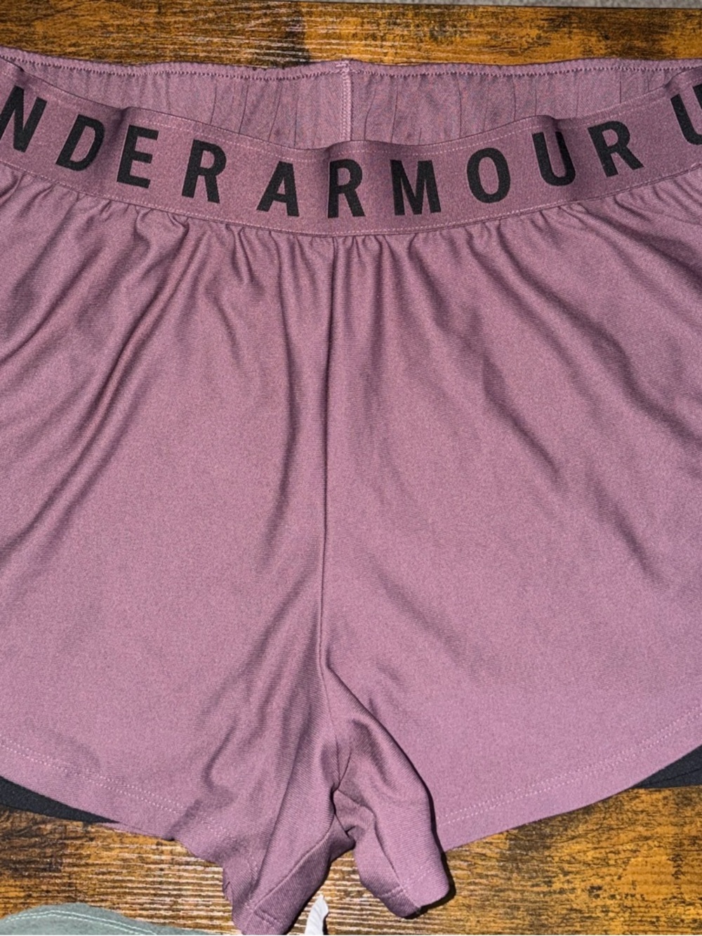 Under Armour Women's Mauve Athletic Shorts with Black Trim
